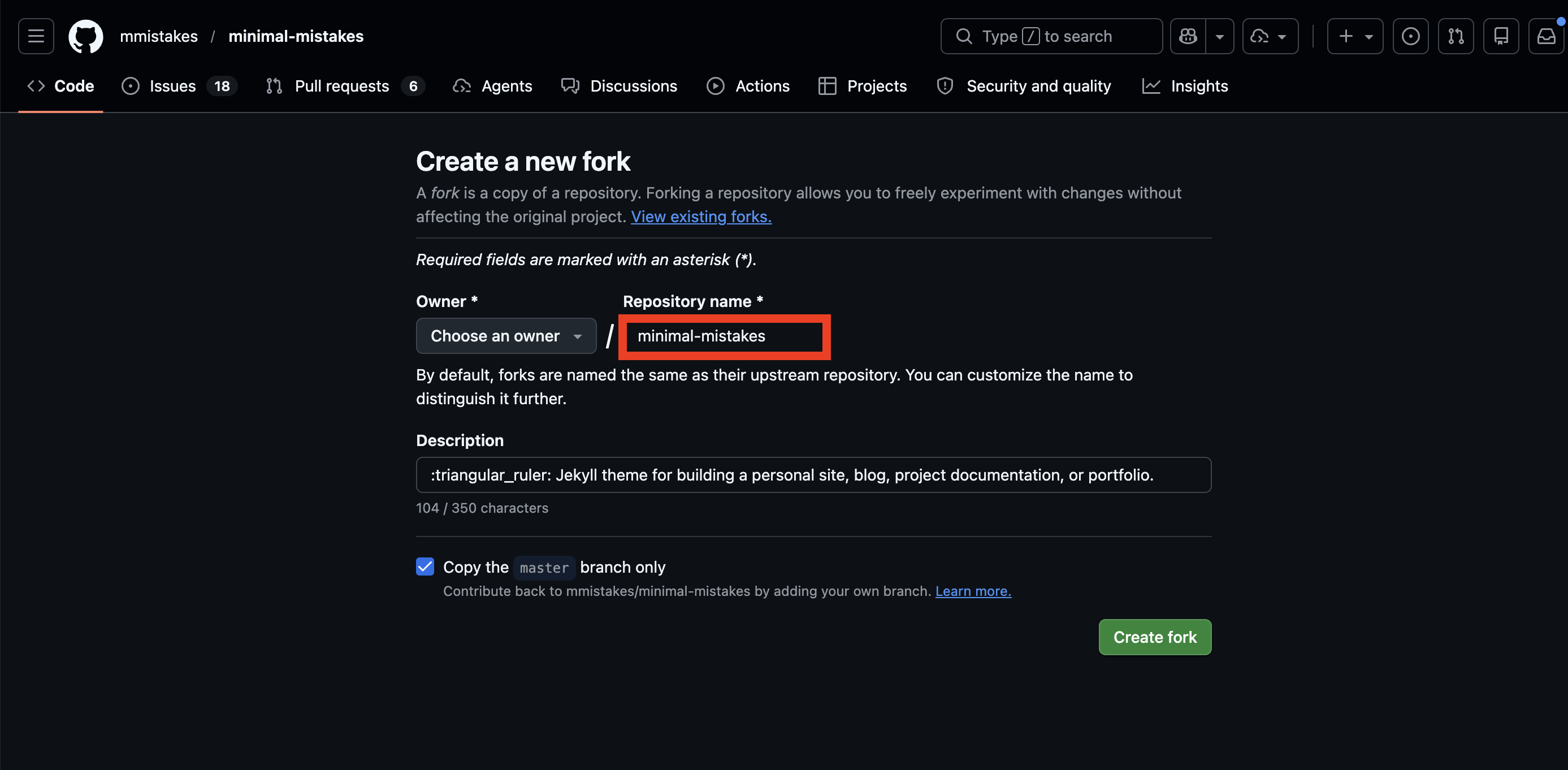 repository fork 화면